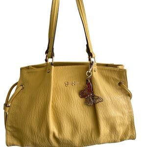 Jessica Simpson Yellow Tote Bag Butterfly Charm with drawstring sides